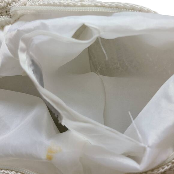 Carlo D'S'anti Knitted White Crochet Cottage Core Cream Purse Bag Beachy Boho - Picture 10 of 14